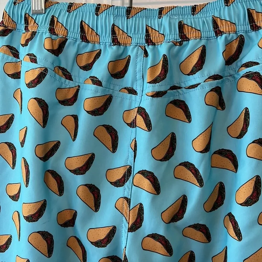 Lucky Brand Saturday Stretch Polyester Blend Blue Taco Swim Trunks